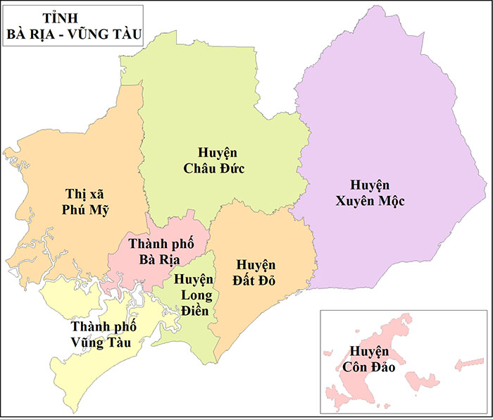 bà rịa vũng tàu có bao nhiêu huyện