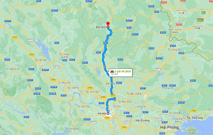 bắc kạn cách hà nội bao nhiêu km