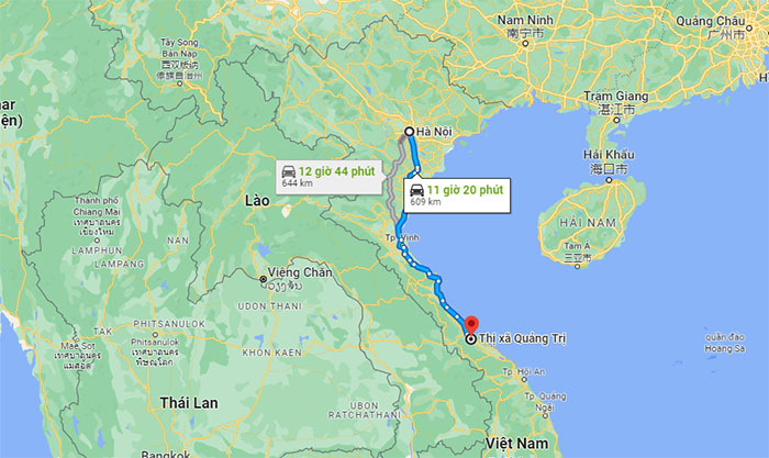 quảng trị cách hà nội bao nhiêu km