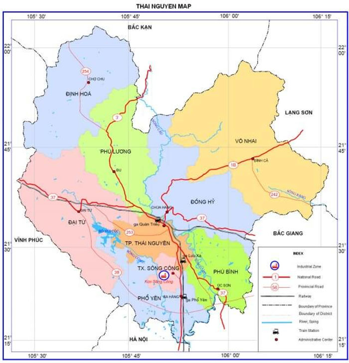thái nguyên giáp tỉnh nào