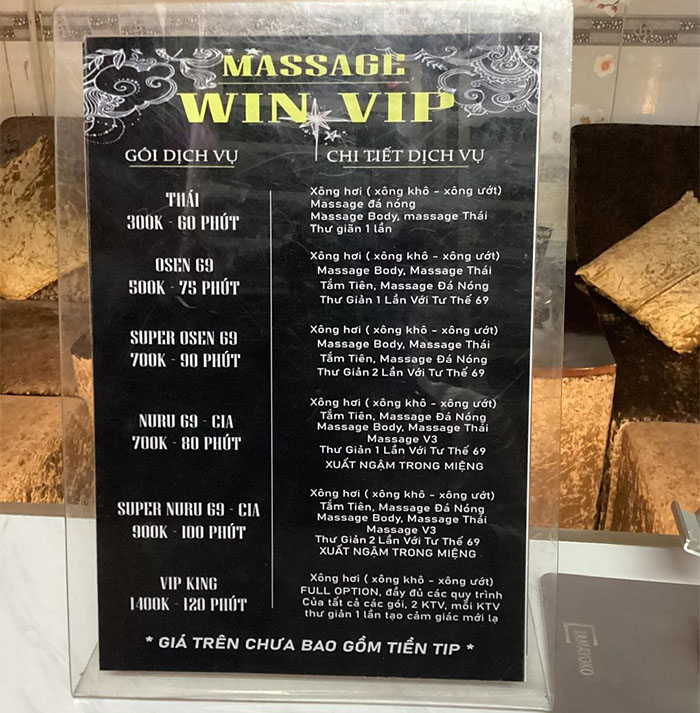 giá vé Massage Win